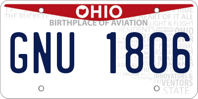 OH license plate GNU1806