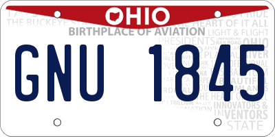 OH license plate GNU1845