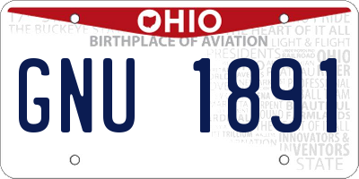OH license plate GNU1891