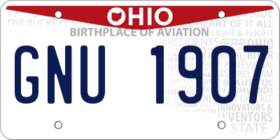 OH license plate GNU1907