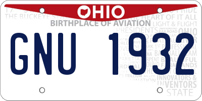 OH license plate GNU1932