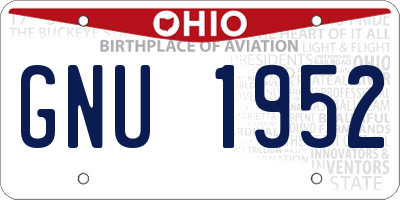 OH license plate GNU1952