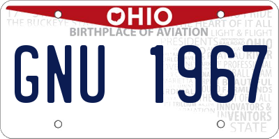 OH license plate GNU1967