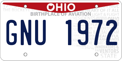OH license plate GNU1972
