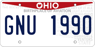 OH license plate GNU1990