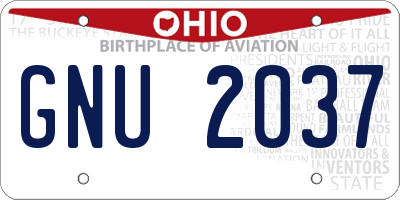 OH license plate GNU2037