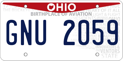 OH license plate GNU2059