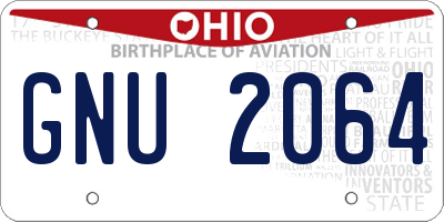 OH license plate GNU2064