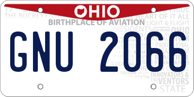 OH license plate GNU2066