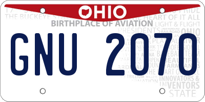 OH license plate GNU2070