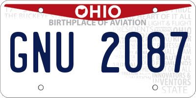 OH license plate GNU2087