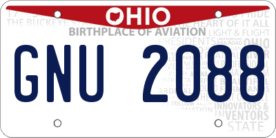 OH license plate GNU2088