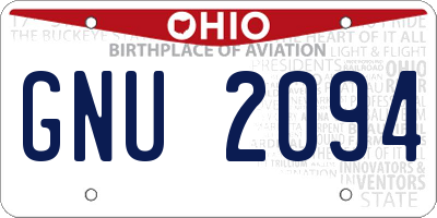 OH license plate GNU2094