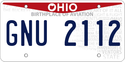 OH license plate GNU2112