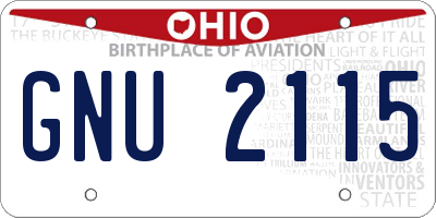OH license plate GNU2115