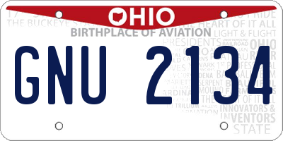 OH license plate GNU2134
