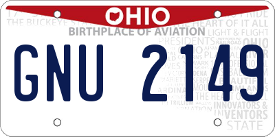 OH license plate GNU2149