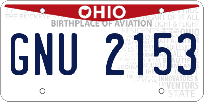 OH license plate GNU2153