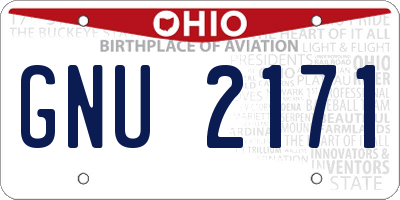 OH license plate GNU2171