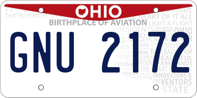 OH license plate GNU2172