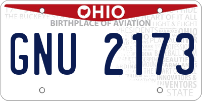 OH license plate GNU2173