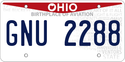 OH license plate GNU2288