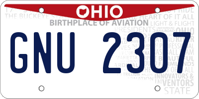OH license plate GNU2307
