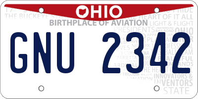 OH license plate GNU2342