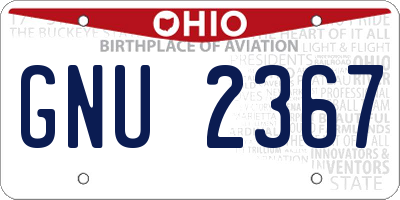 OH license plate GNU2367