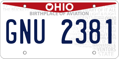 OH license plate GNU2381