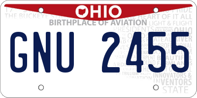 OH license plate GNU2455