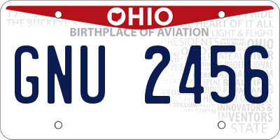OH license plate GNU2456