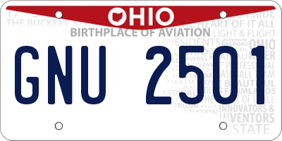 OH license plate GNU2501