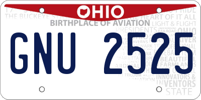 OH license plate GNU2525