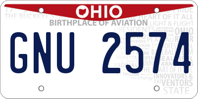 OH license plate GNU2574