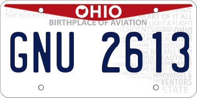 OH license plate GNU2613