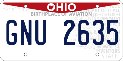 OH license plate GNU2635