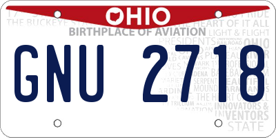 OH license plate GNU2718