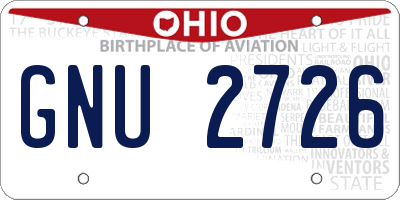 OH license plate GNU2726