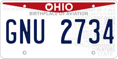 OH license plate GNU2734
