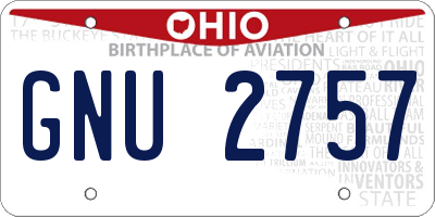 OH license plate GNU2757