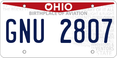 OH license plate GNU2807