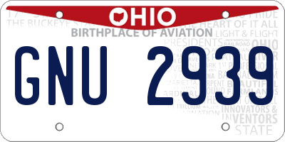 OH license plate GNU2939