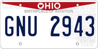 OH license plate GNU2943