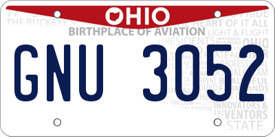 OH license plate GNU3052
