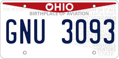OH license plate GNU3093