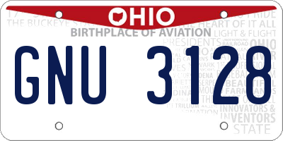 OH license plate GNU3128