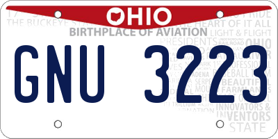 OH license plate GNU3223