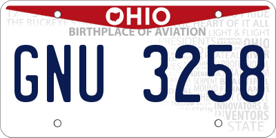 OH license plate GNU3258