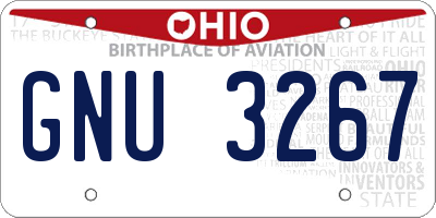 OH license plate GNU3267